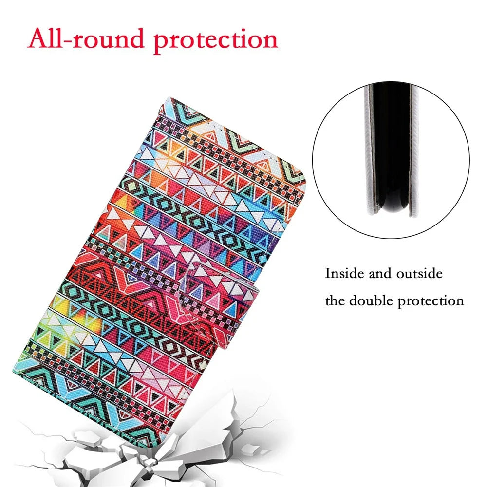 Pattern Printing Cross Texture PU Leather Phone Case for Samsung Galaxy A22 4G (EU Version) - Mandala Pattern - 5