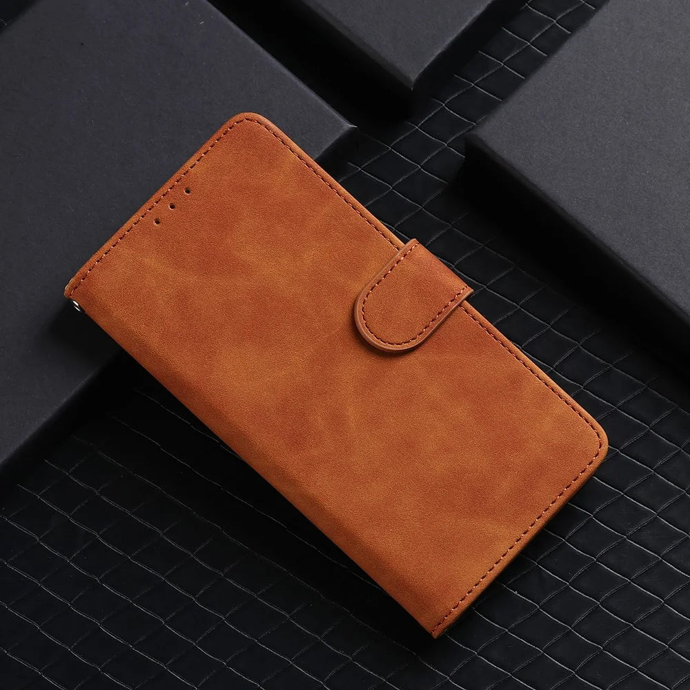 Silky Touch Leather Wallet Phone Cover Stand Case for Samsung Galaxy M12/F12 - Brown - 2