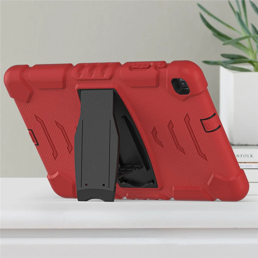 For Samsung Galaxy Tab A 10.1 (2019) SM-T510 (Wi-Fi) / SM-T515 (LTE) Tablet Case PC + Silicone Kickstand Cover - Red / Black - 4