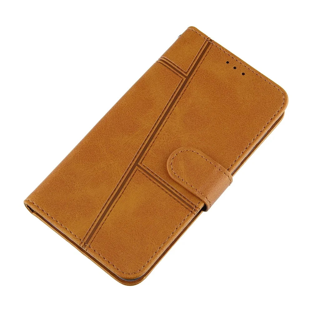 Splicing Leather Phone Cover Wallet Case with Stand and Strap for Samsung Galaxy A02s (164.2mm) - Brown - 4
