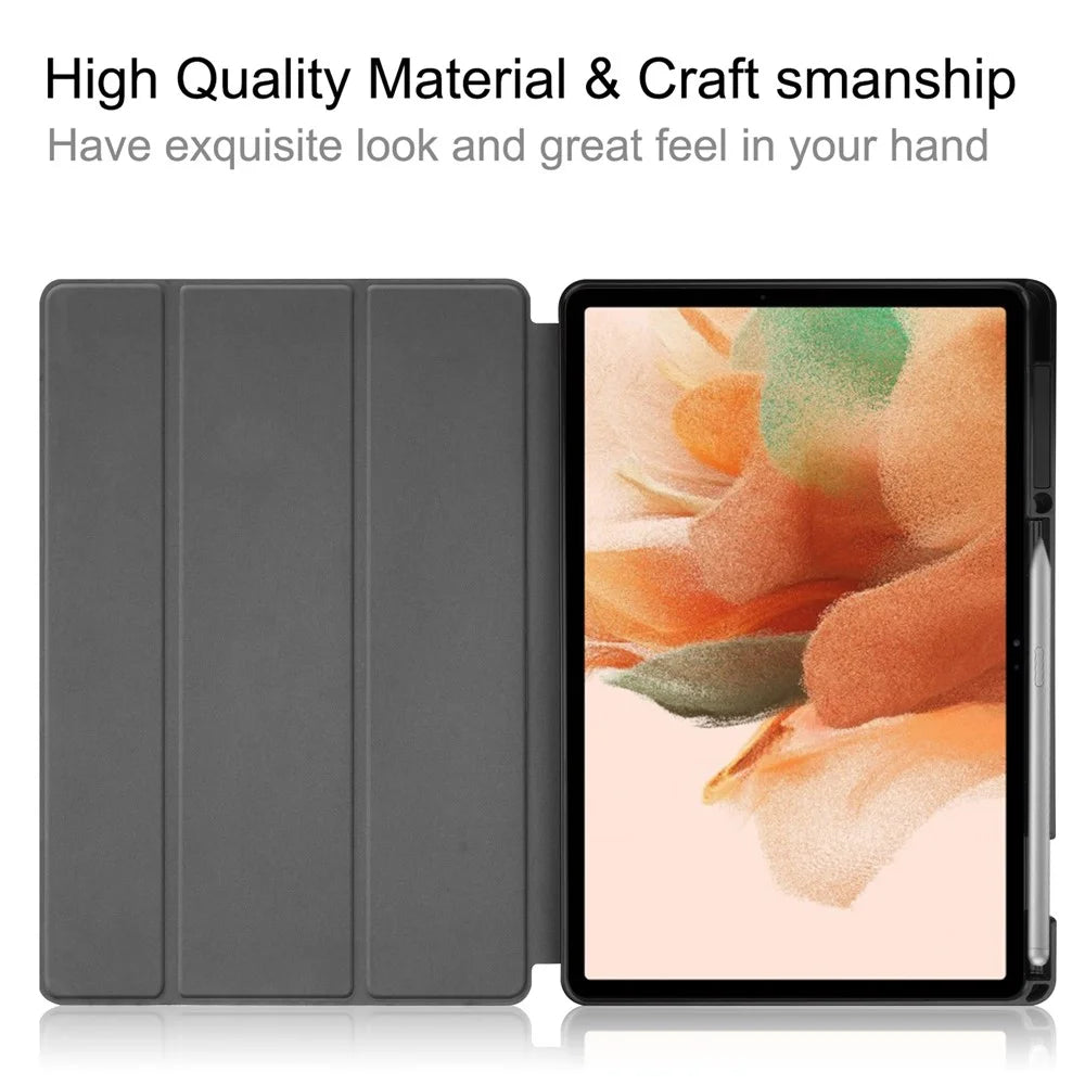 Stand Design Pattern Printing Tri-Fold TPU Leather Tablet Case with Pen Slot for Samsung Galaxy Tab S7 FE SM-T730 / SM-T736 - Starry Sky - 6