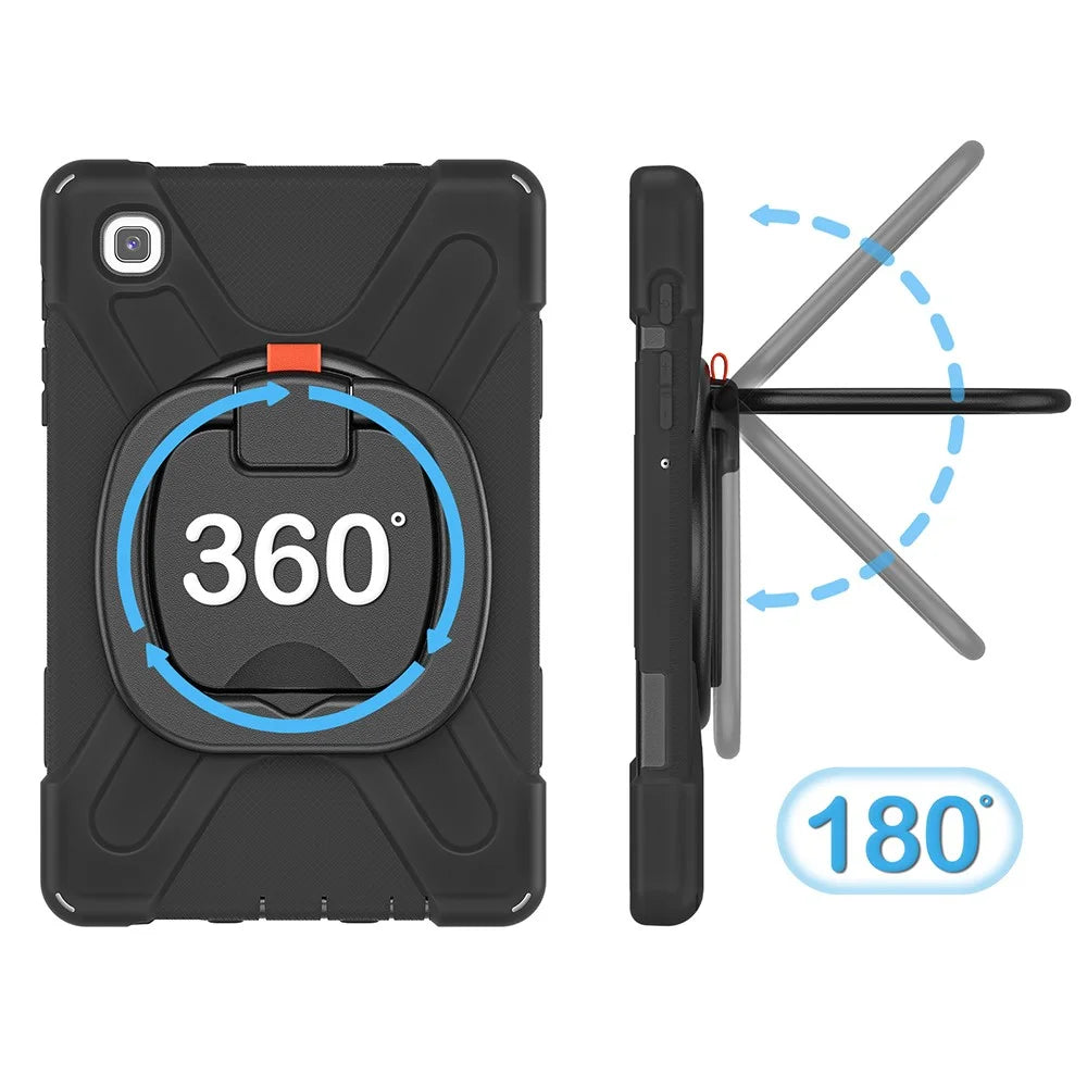PC + Silicone Combo Hybrid Case with 360 Degree Rotary Kickstand for Samsung Galaxy Tab A7 Lite 8.7-inch - Black/Black - 5
