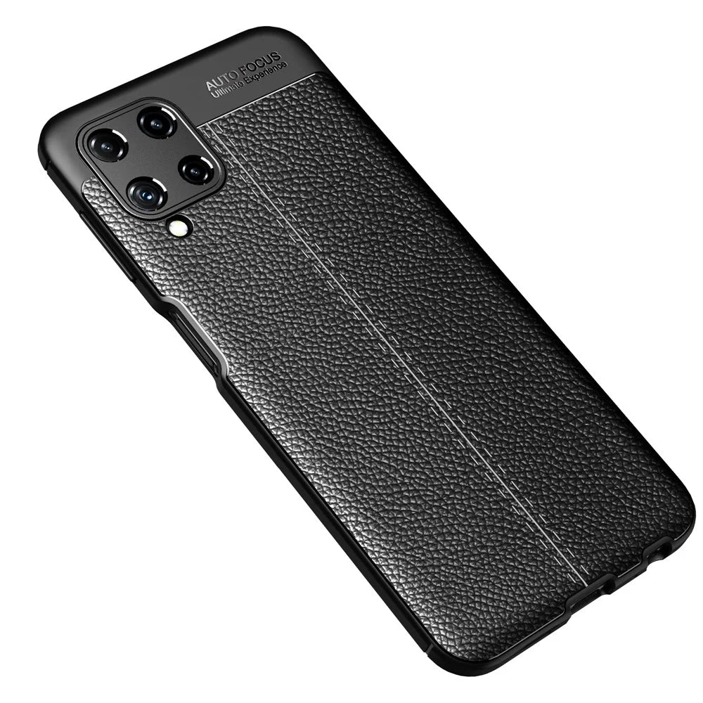 Litchi Texture Leather TPU Mobile Phone Cover Protector for Samsung Galaxy A22 4G (EU Version) - Black - 3