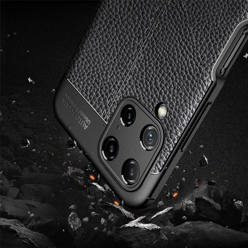 Litchi Texture Leather TPU Mobile Phone Cover Protector for Samsung Galaxy A22 4G (EU Version) - Black - 5