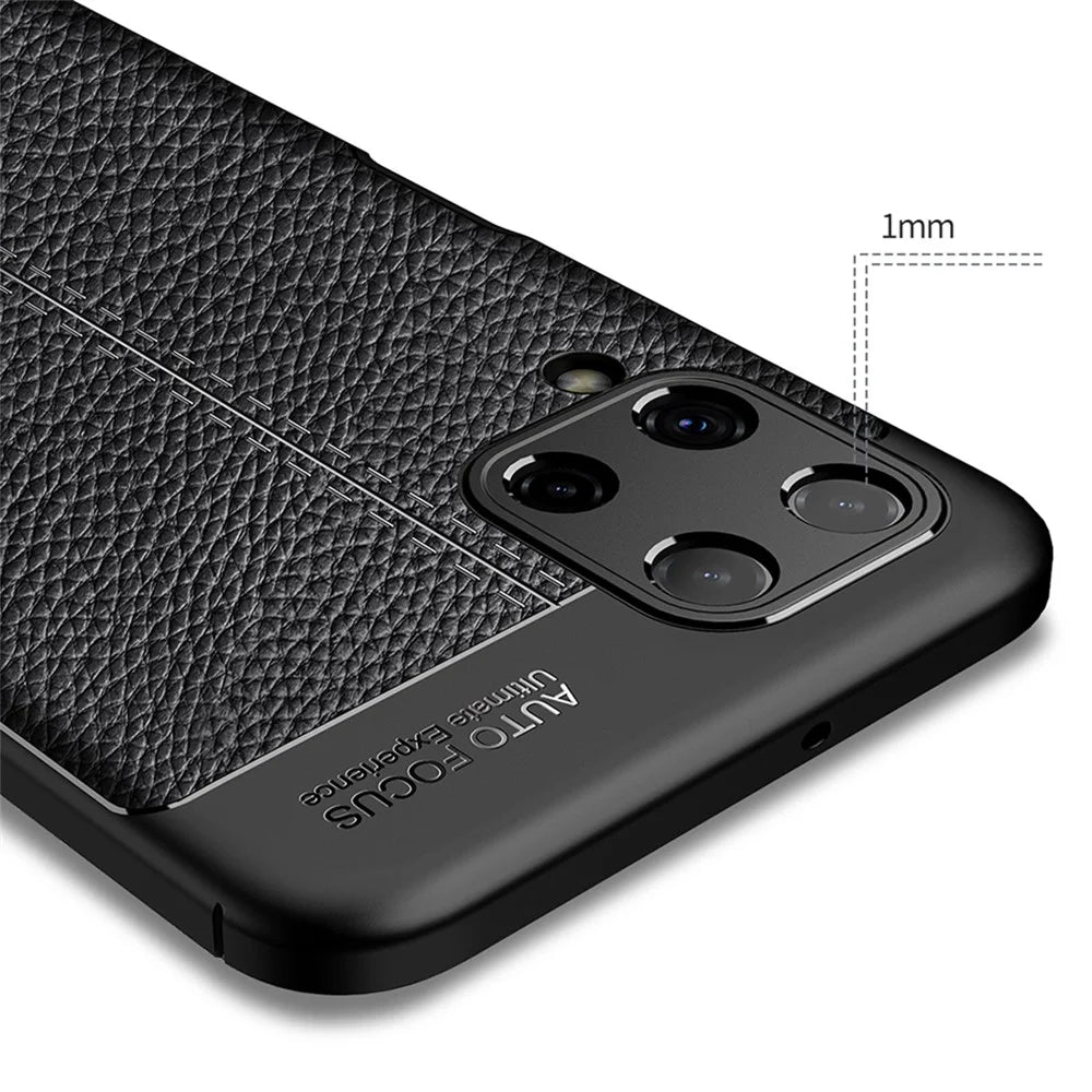 Litchi Texture Leather TPU Mobile Phone Cover Protector for Samsung Galaxy A22 4G (EU Version) - Black - 6