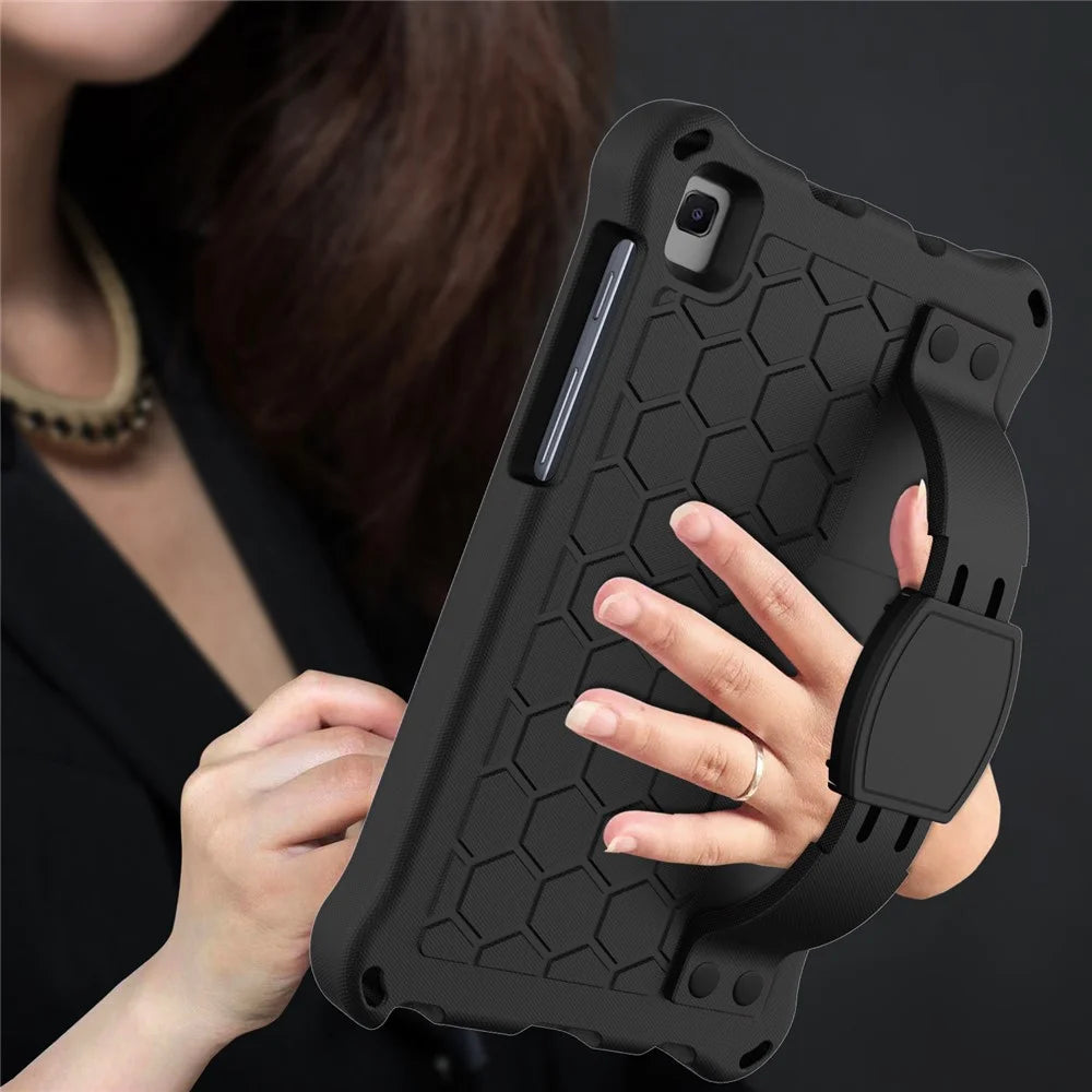 Honeycomb Design EVA Material Four Corner Anti Falling Flat Protective Kickstand Shell for Samsung Galaxy Tab A7 Lite 8.7-inch SM-T220 (Wi-Fi) / SM-T225 - Black - 7