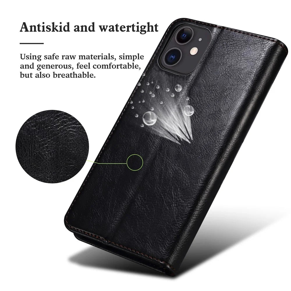 Leisure Style Waxy Crazy Horse Texture Protective Leather Case Cover for Samsung Galaxy M32 (Global Version) - Black - 7