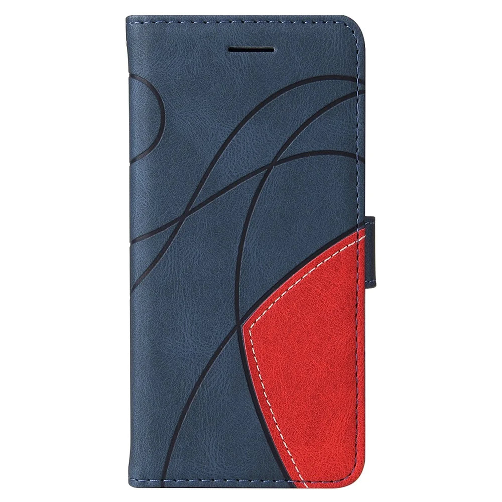 For Samsung Galaxy A52 4G / 5G / A52s 5G Leather Case Wallet Stand Color Splicing Phone Cover - Blue - 3