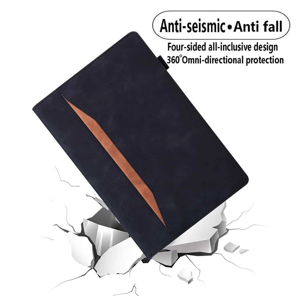 Front Pocket Leather Wallet Stand Tablet Cover for Samsung Galaxy Tab A7 10.4 (2020) / (2022) - Black - 2