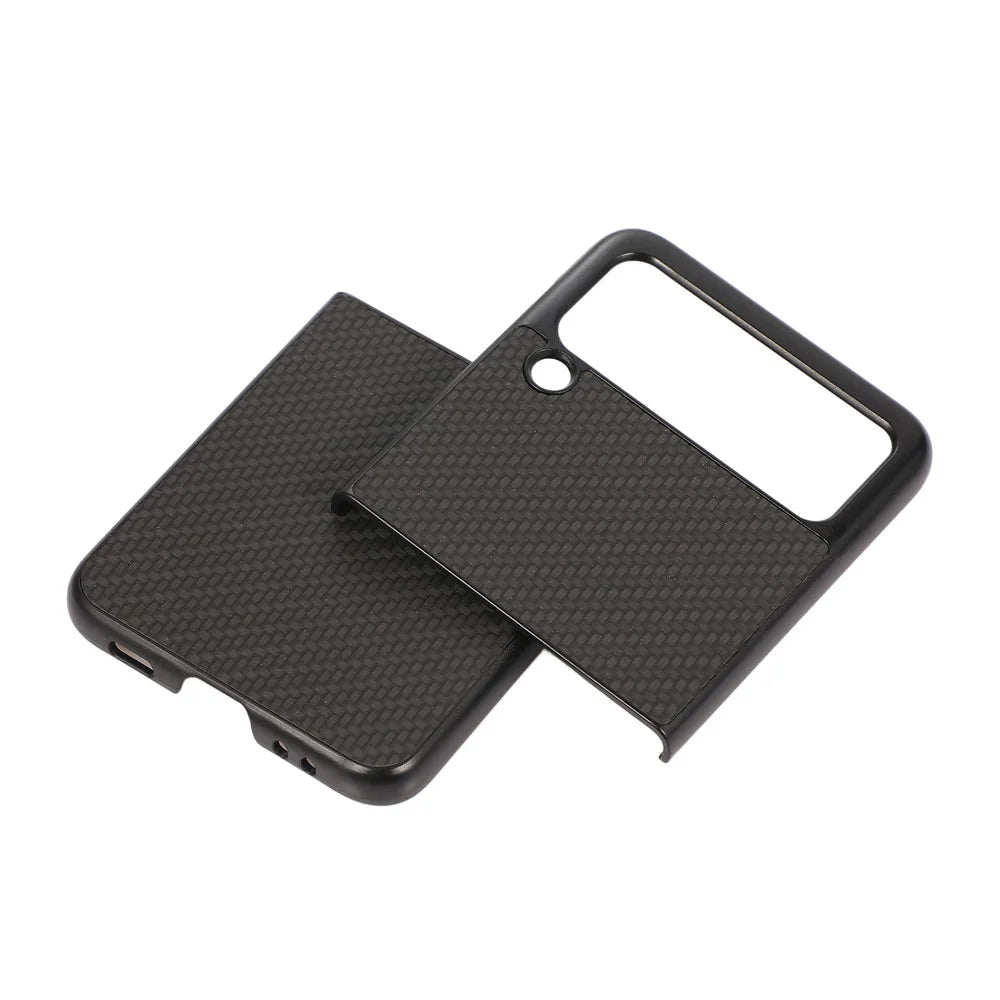 For Samsung Galaxy Z Flip3 5G Carbon Fiber Texture Design Leather Hybrid Slim Phone Cover Cell Phone Case - Black - 2