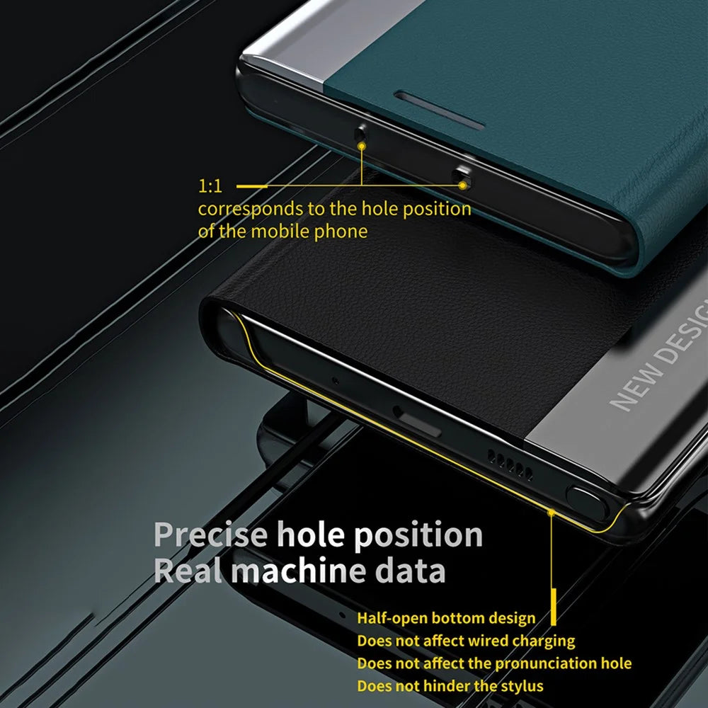 Auto-absorbed Cell Phone Leather Phone Case Protector for Samsung Galaxy A22 5G (EU Version) - Black - 4