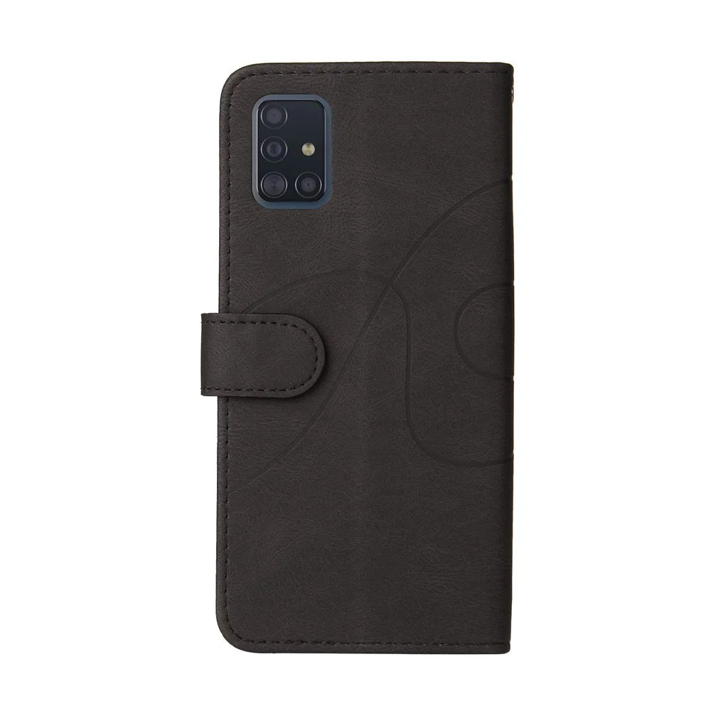 For Samsung Galaxy A51 4G SM-A515 Leather Case Wallet Stand Color Splicing Phone Cover - Black - 3