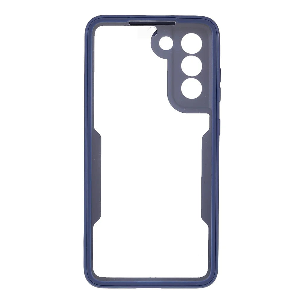 PET Screen Protector + Acrylic Back Panel + TPU Frame Phone Cover for Samsung Galaxy S21 FE - Blue - 2