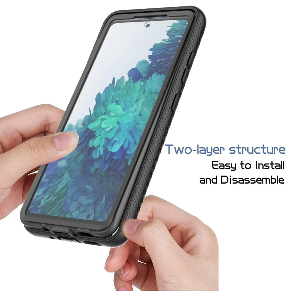 Full Coverage Hybrid Protective Case with Ultra Clear PET Screen Protector for Samsung Galaxy S20 FE 2022/S20 FE 4G/S20 FE 5G/S20 Lite - Black - 2
