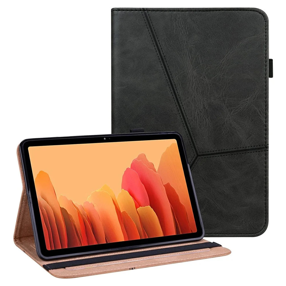 Drop-Proof Stitching Line Design Leather Tablet Stand Cover with Card Holder for Samsung Galaxy Tab A7 10.4 (2022) / (2020) - Black - 1