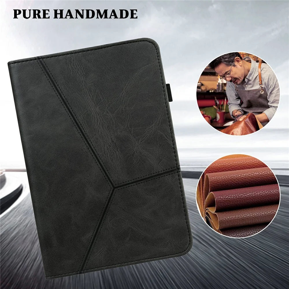 Drop-Proof Stitching Line Design Leather Tablet Stand Cover with Card Holder for Samsung Galaxy Tab A7 10.4 (2022) / (2020) - Black - 2