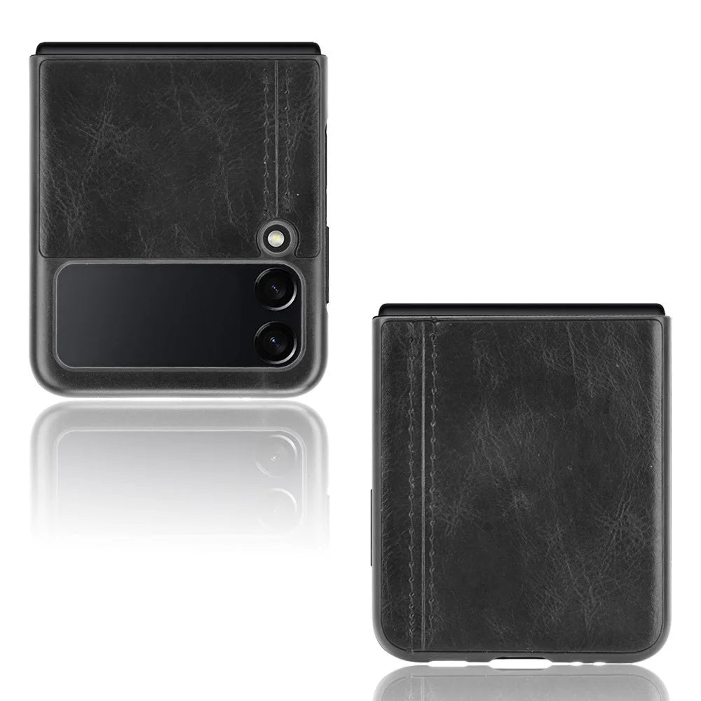 Stitching Line Design Slim PU Leather Coated Hard PC + TPU Protective Back Cover for Samsung Galaxy Z Flip3 5G - Black - 2