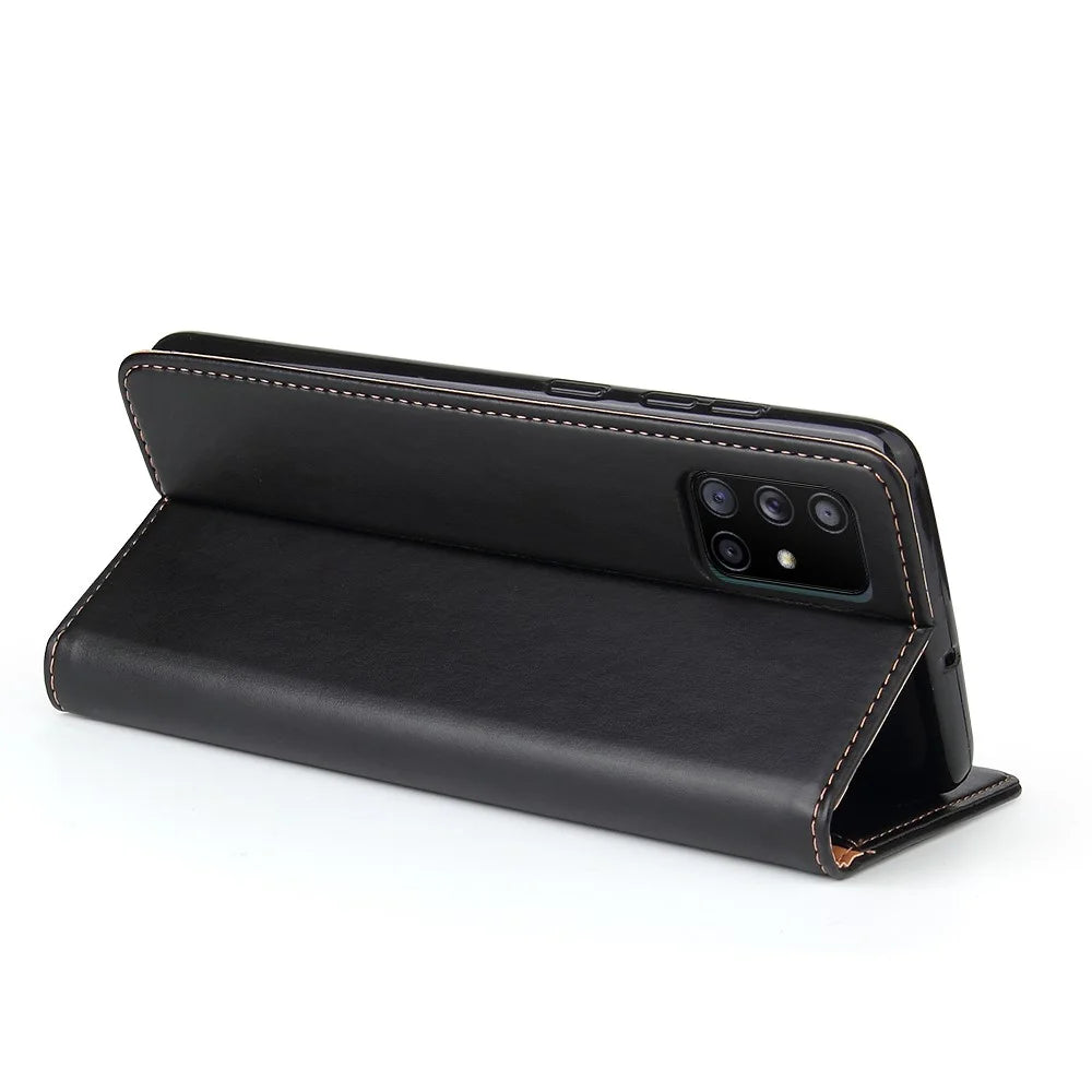 Wallet Genuine Texture PU Leather Stand Case for Samsung Galaxy A71 5G SM-A716 - Black - 6