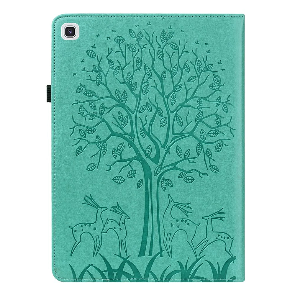 Card Slots Stand Design Tablet Protective Cover Case with Imprinted Tree and Deer Pattern for Samsung Galaxy Tab A7 10.4 (2022) / (2020) - Green - 2