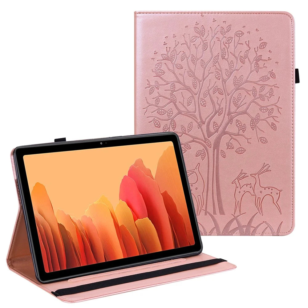 All-Inclusive Scratch-Resistant Tree and Deer Pattern Imprinting Leather Stand Tablet Cover for Samsung Galaxy Tab A 10.1 (2019) SM-T510 (Wi-Fi)/SM-T515 (LTE) - Rose Gold - 1
