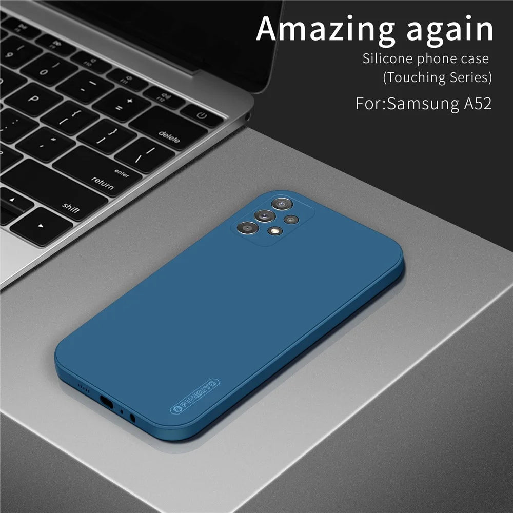 PINWUYO Soft Silicone Slim Fit Shockproof Protective Precise Cut-Out Phone Case for Samsung Galaxy A52 5G / 4G / A52s 5G - Black - 2