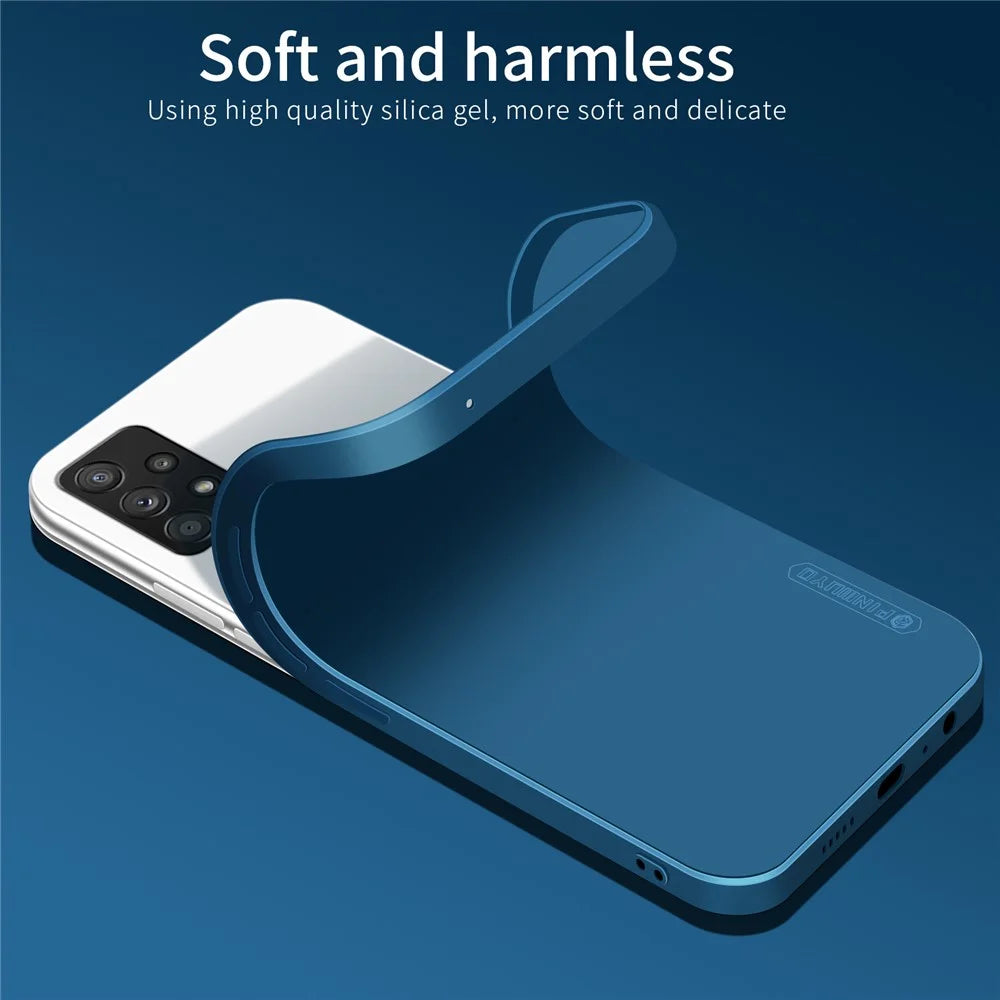PINWUYO Soft Silicone Slim Fit Shockproof Protective Precise Cut-Out Phone Case for Samsung Galaxy A52 5G / 4G / A52s 5G - Black - 5