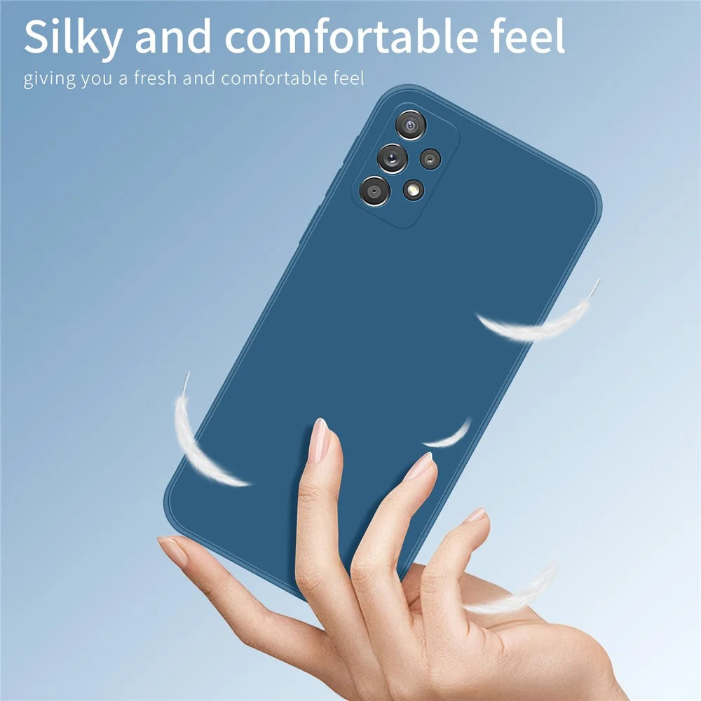 PINWUYO Soft Silicone Slim Fit Shockproof Protective Precise Cut-Out Phone Case for Samsung Galaxy A52 5G / 4G / A52s 5G - Black - 7