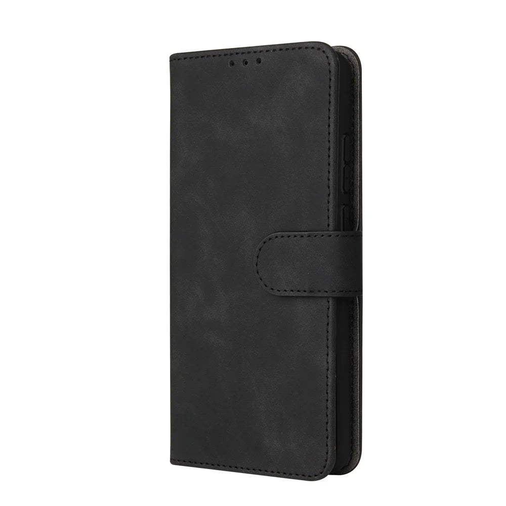 Magnetic Clasp Closure Skin-touch Leather Phone Wallet Shell Stand Case for Samsung Galaxy A03s (164.2mm) - Black - 2
