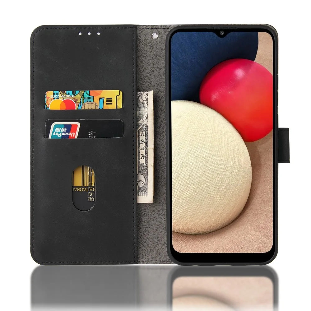 Magnetic Clasp Closure Skin-touch Leather Phone Wallet Shell Stand Case for Samsung Galaxy A03s (164.2mm) - Black - 4