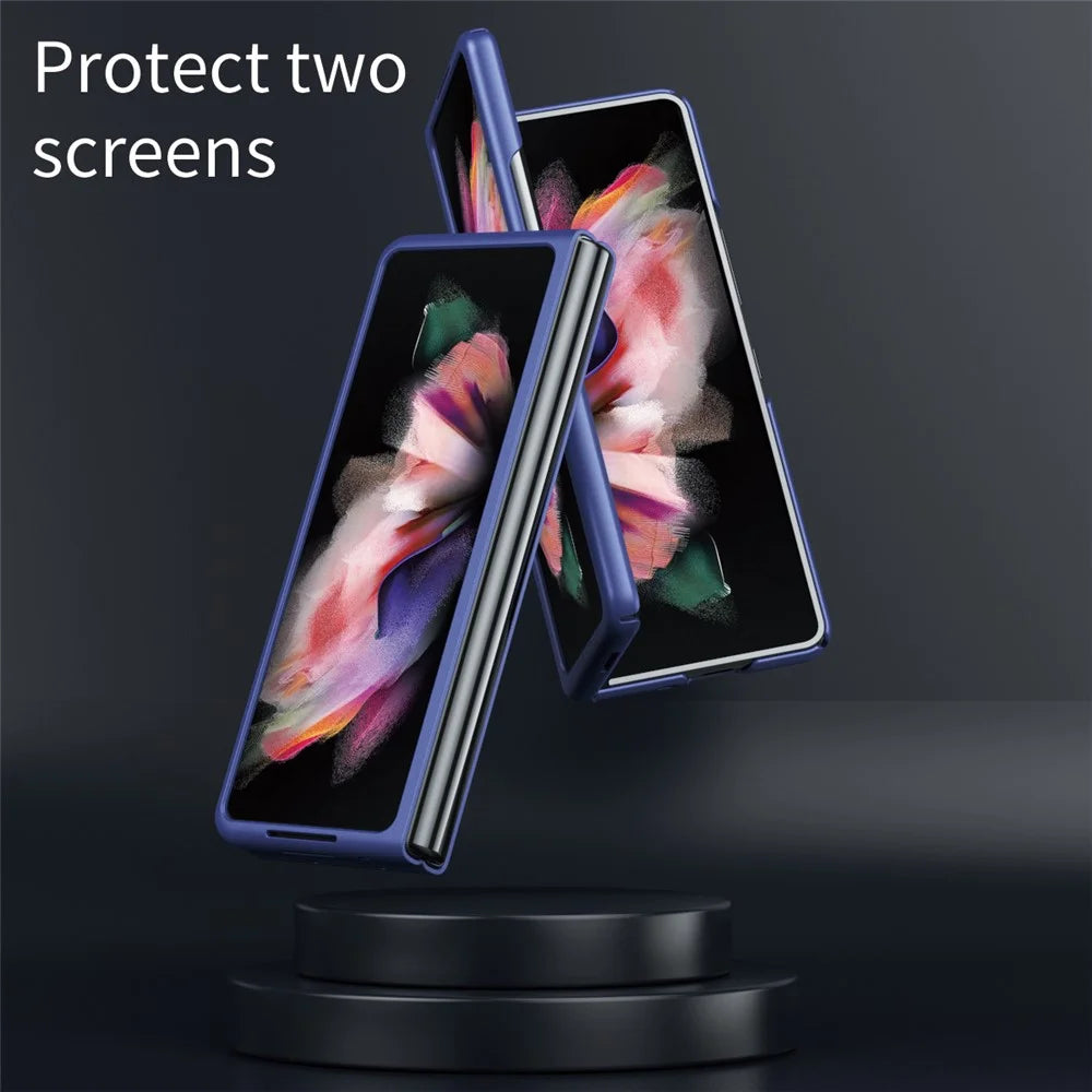 Anti-fall Ultra-thin Electroplating PC Phone Case Shell for Samsung Galaxy Z Fold3 5G - Blue - 5