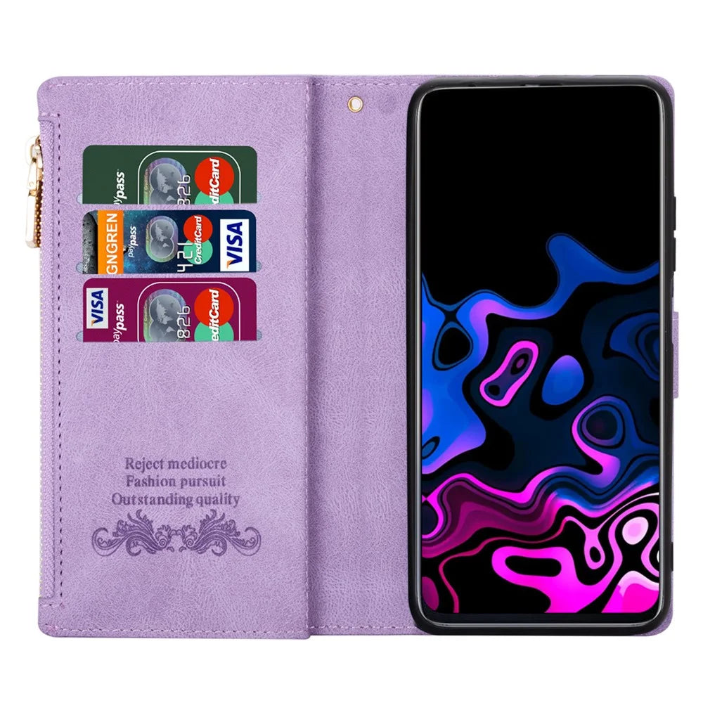 Splicing Design Leather Phone Case Wallet Stand Protective Cover for Samsung Galaxy S21 FE 5G / S21 Fan Edition - Purple - 4