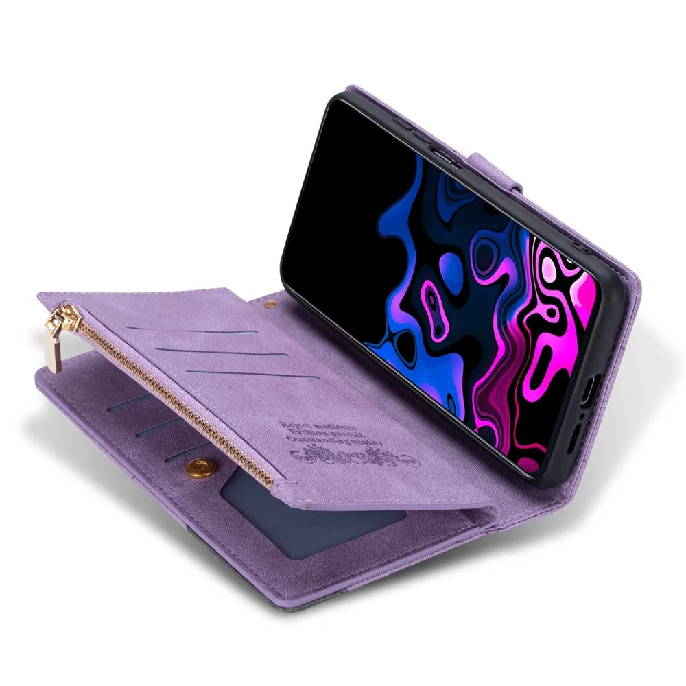 Splicing Design Leather Phone Case Wallet Stand Protective Cover for Samsung Galaxy S21 FE 5G / S21 Fan Edition - Purple - 6