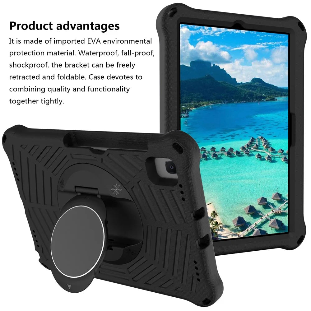 Spider Web Texture EVA Tablet Cover Case with Kickstand Shoulder Strap for Samsung Galaxy Tab S5e 10.5 (2019) SM-T720/T725 - Black - 3