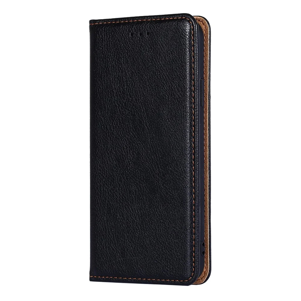 Wallet Stand Design Magnetic Auto-absorbed Leather Phone Cover Shell for Samsung Galaxy A22 5G (EU Version) - Black - 2