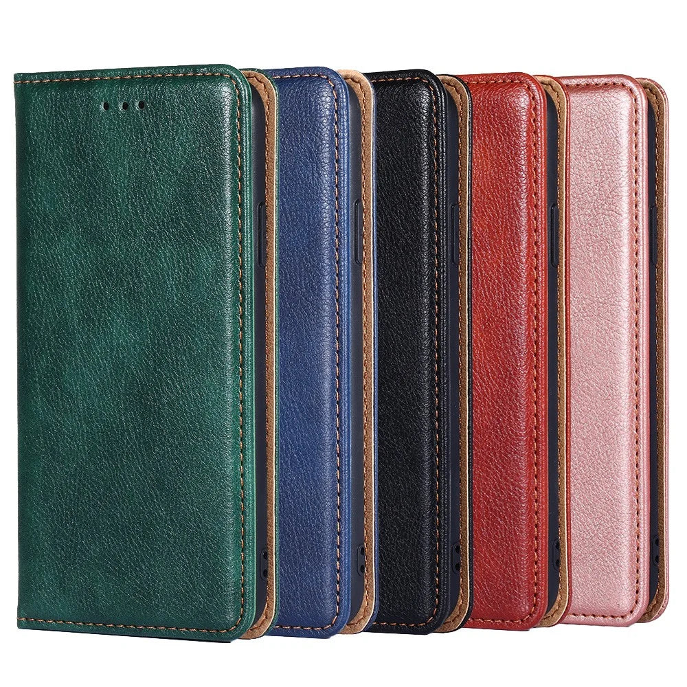 Wallet Stand Design Magnetic Auto-absorbed Leather Phone Cover Shell for Samsung Galaxy A22 5G (EU Version) - Black - 7