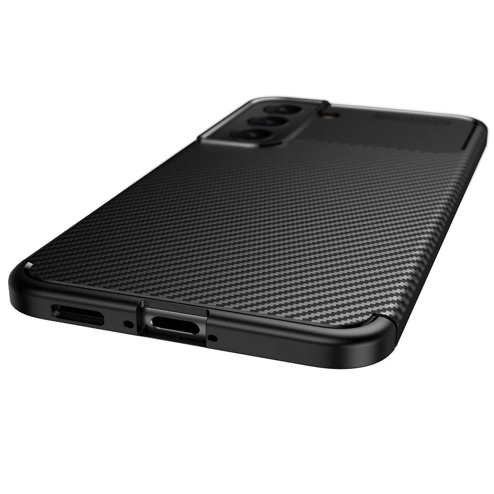 Carbon Fiber Soft TPU Anti-Scratch Protective Phone Case for Samsung Galaxy S22 5G - Black - 4