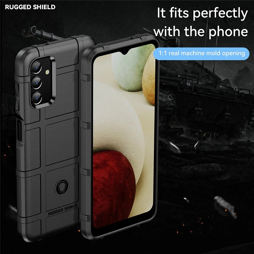 For Samsung Galaxy A13 4G / 5G / M13 5G / A04s 4G (164.7mm) Rugged Square Grid Design Drop-proof TPU Phone Case Cover Protector - Black - 2