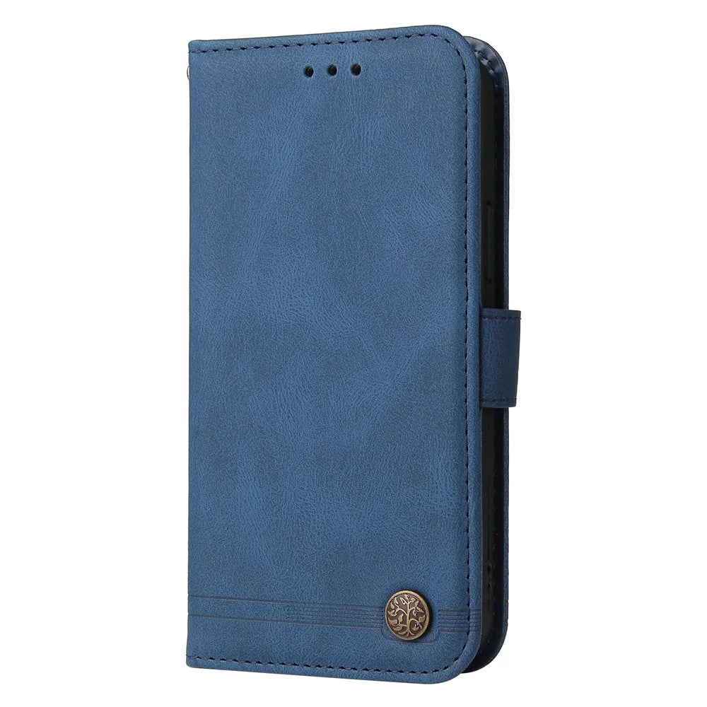 For Samsung Galaxy S21 FE 5G Leather Wallet Cases Skin Touch Phone Cover Stand with Strap - Blue - 2