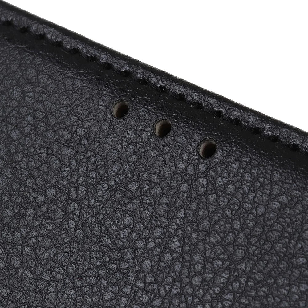 Litchi Texture PU Leather Wallet Case Folio Flip Protective Cover with Horizontal Viewing Stand for Samsung Galaxy S22 5G - Black - 7