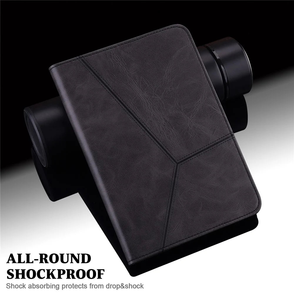 For Samsung Galaxy Tab A8 10.5 (2021) PU Leather Case Multi-Angle Viewing Folio Stand Cover with Card Slots and Elastic Band - Black - 7