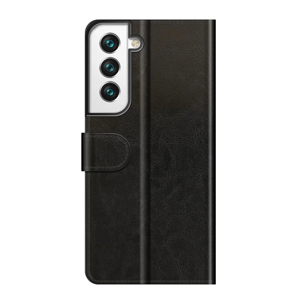 Wallet Design Crazy Horse Texture Leather Phone Cover Shell with Horizontal Viewing Stand for Samsung Galaxy S22+ 5G - Black - 3