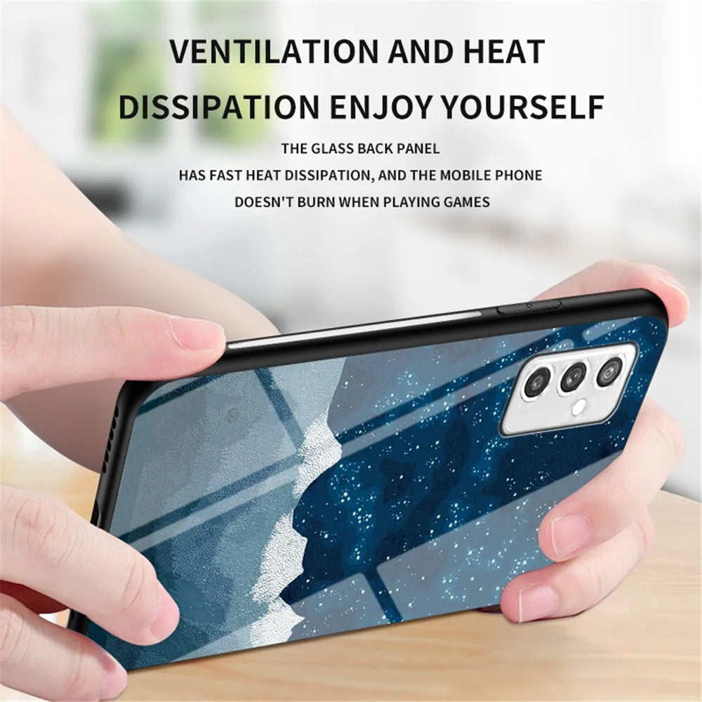 Starry Sky Series Soft TPU Bumper Frame Shockproof Tempered Glass Back Cover for Samsung Galaxy M52 5G - Dream Starry Sky - 4