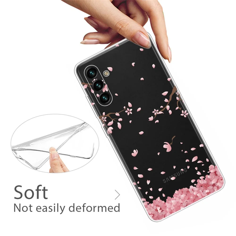 Pattern Printing Design Soft TPU Clear Phone Case for Samsung Galaxy A13 5G / A04s 4G (164.7mm) - Falling Flowers - 2