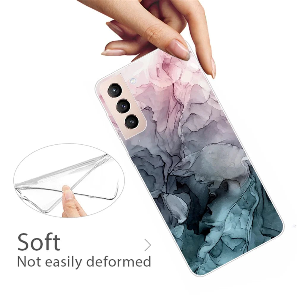 Marble Series Style A Flexible TPU Marble Pattern Printing Drop-proof Phone Shell Cover for Samsung Galaxy S22 5G - Style A - 2
