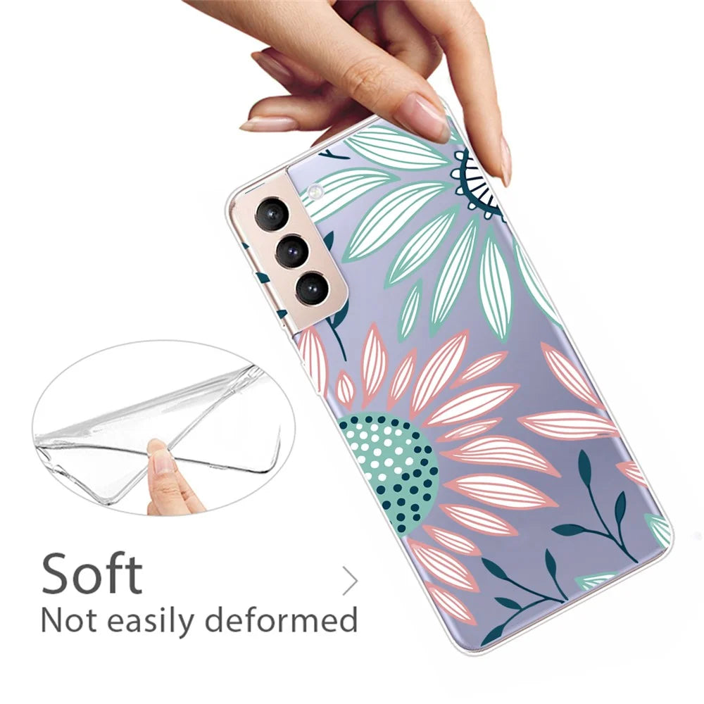 IMD Pattern Printing Soft Flexible TPU Shockproof Protective Phone  Case for Samsung Galaxy S22 5G - Sunflower - 2