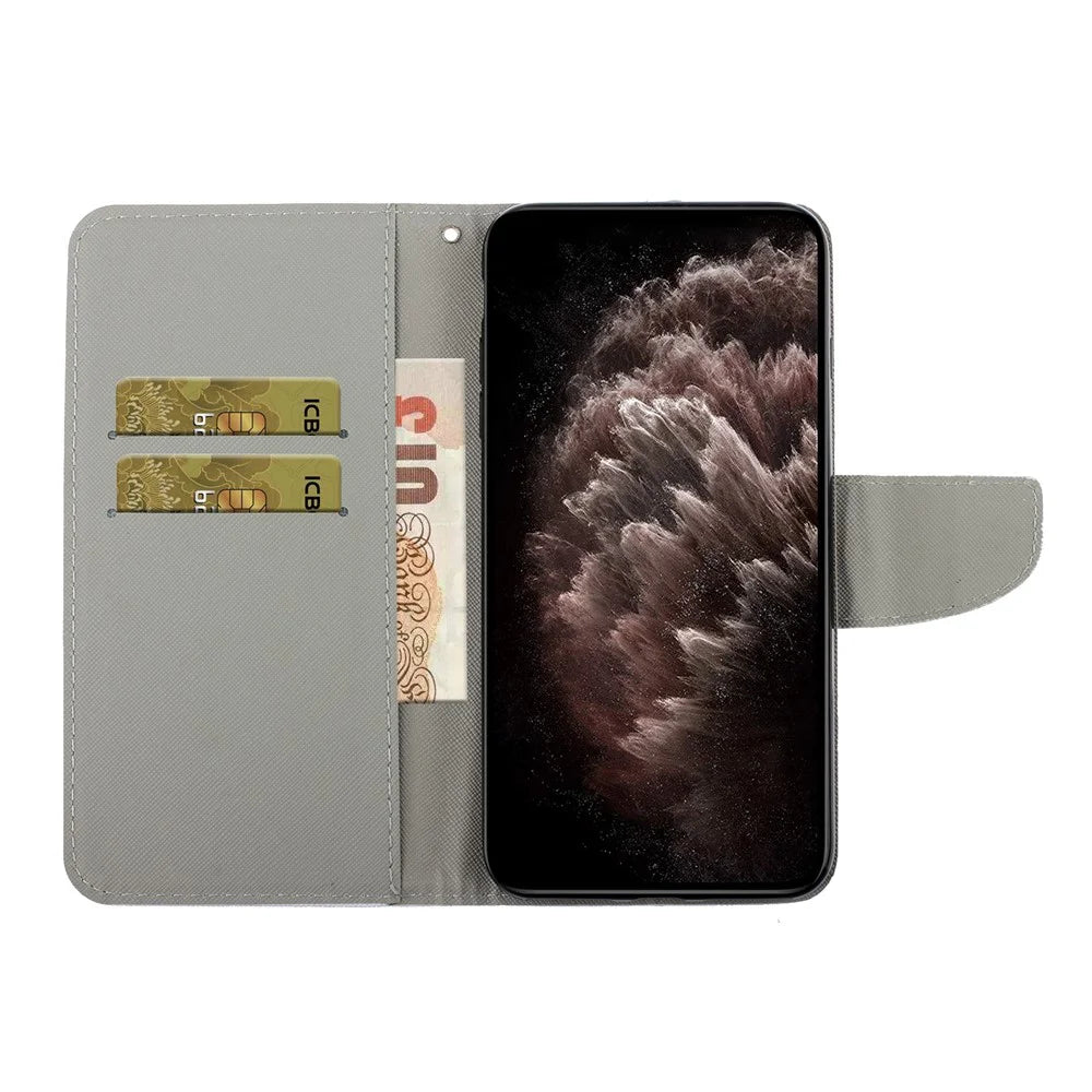 Pattern Printing Stand Wallet Design All-inclusive Protection PU Leather Phone Cover Shell for Samsung Galaxy S22 Ultra 5G - Shimmering Butterfly - 5