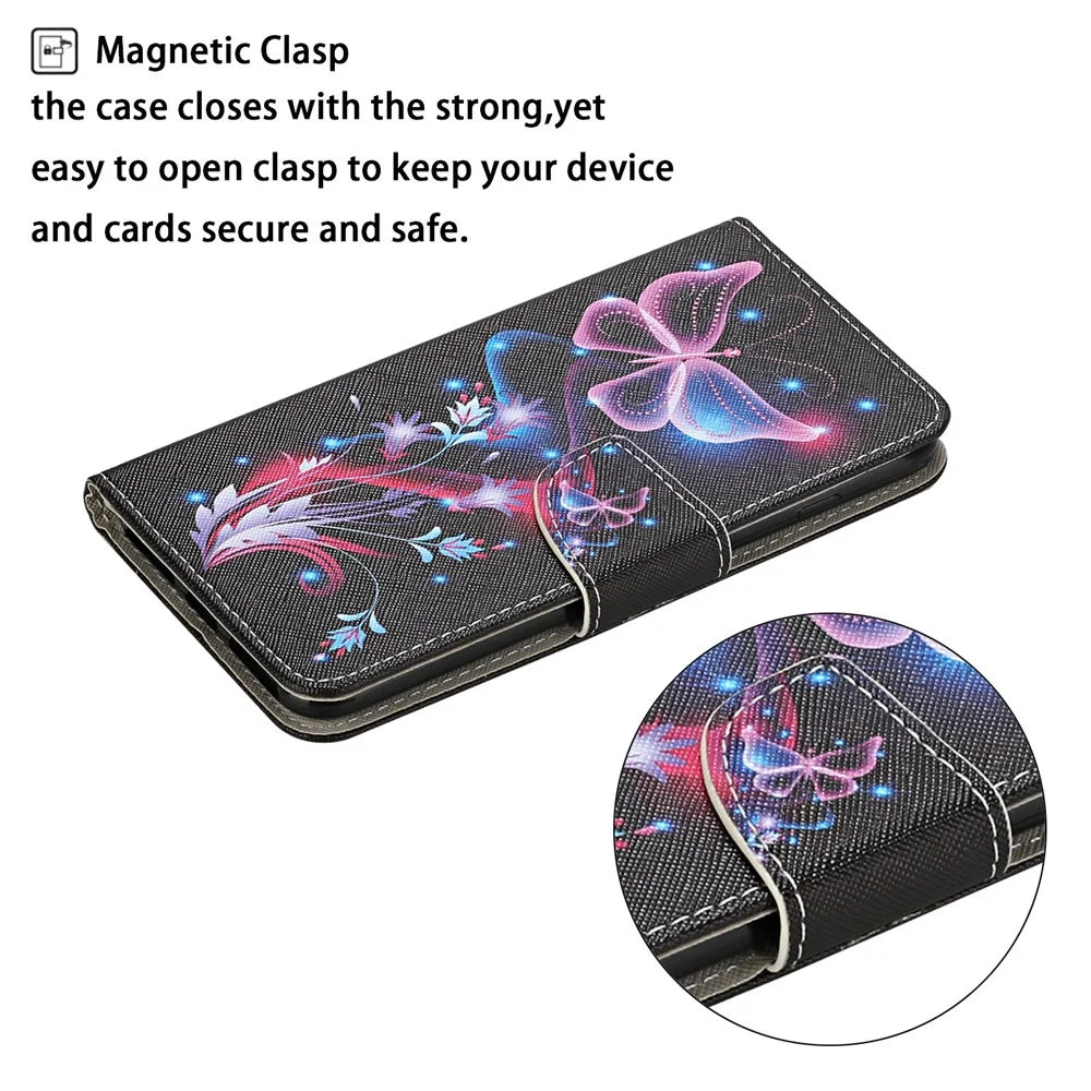 Pattern Printing Stand Wallet Design All-inclusive Protection PU Leather Phone Cover Shell for Samsung Galaxy S22 Ultra 5G - Shimmering Butterfly - 6
