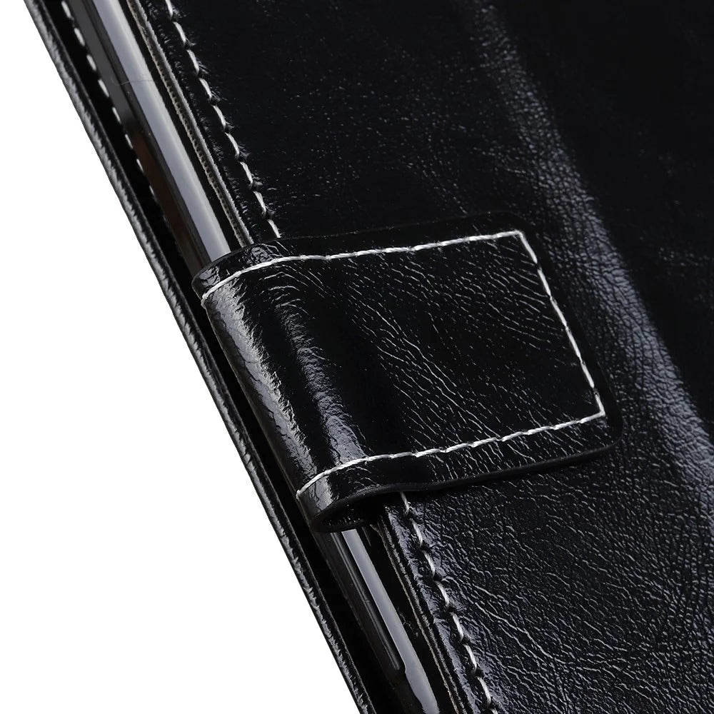 Flip Phone Cover Retro Style Crazy Horse Texture Foldable Stand Leather Phone Wallet Case for Samsung Galaxy A53 5G - Black - 6