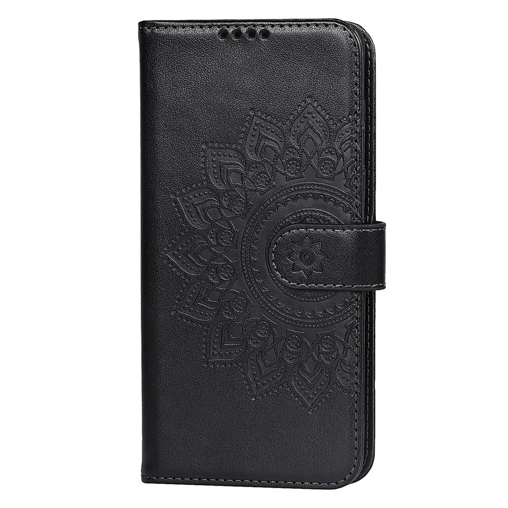 R61 Texture Felled Seam Phone Case Pattern Imprinted Stylish PU Leather Wallet Cover with Stand for Samsung Galaxy S10 - Black - 2