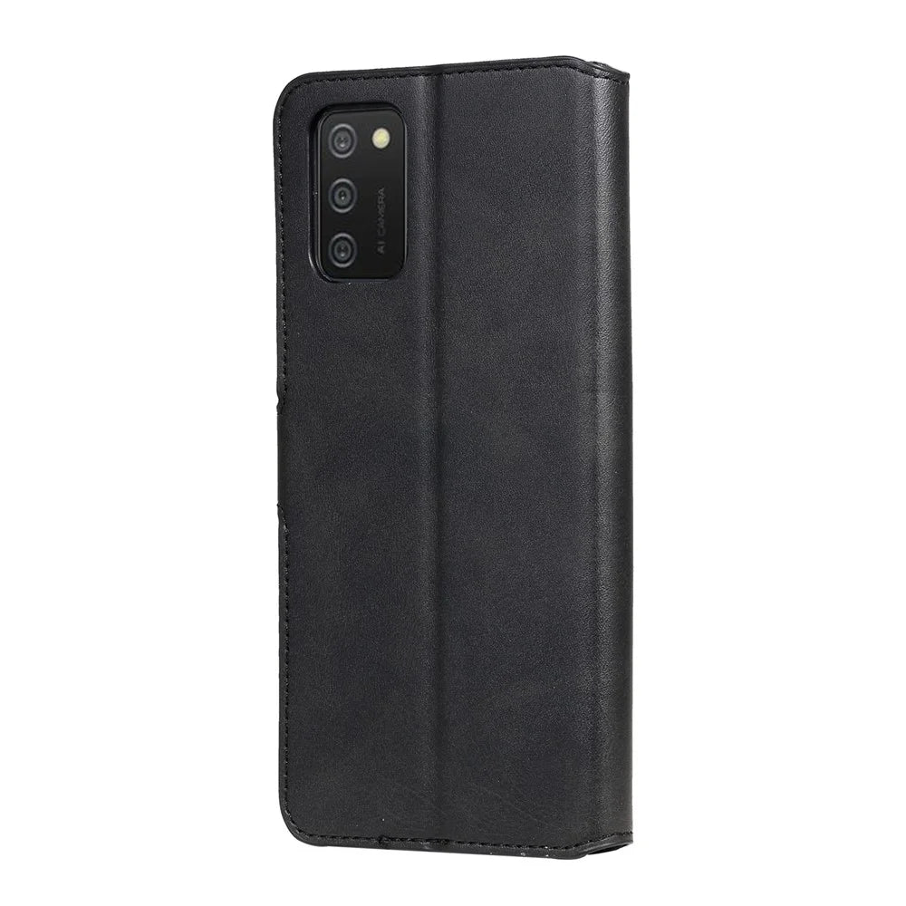 PU Leather Wallet Stand Folio Flip Protective Phone Cover for Samsung Galaxy A03s (164.2mm) - Black - 3